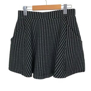 Free People Black & White Flowing Mini Skirt With Front Pockets Size S